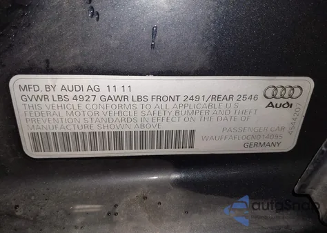 2012 Audi A4 2.0T Premium z USA, uszkodzony, nr VIN WAUFFAFL0CN014095